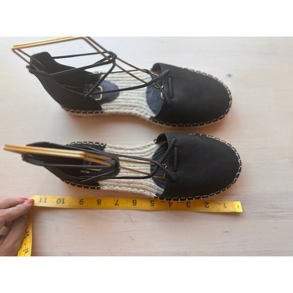 Eileen Fisher black Lace Leather Espadrille size 7.5 - Picture 8 of 9